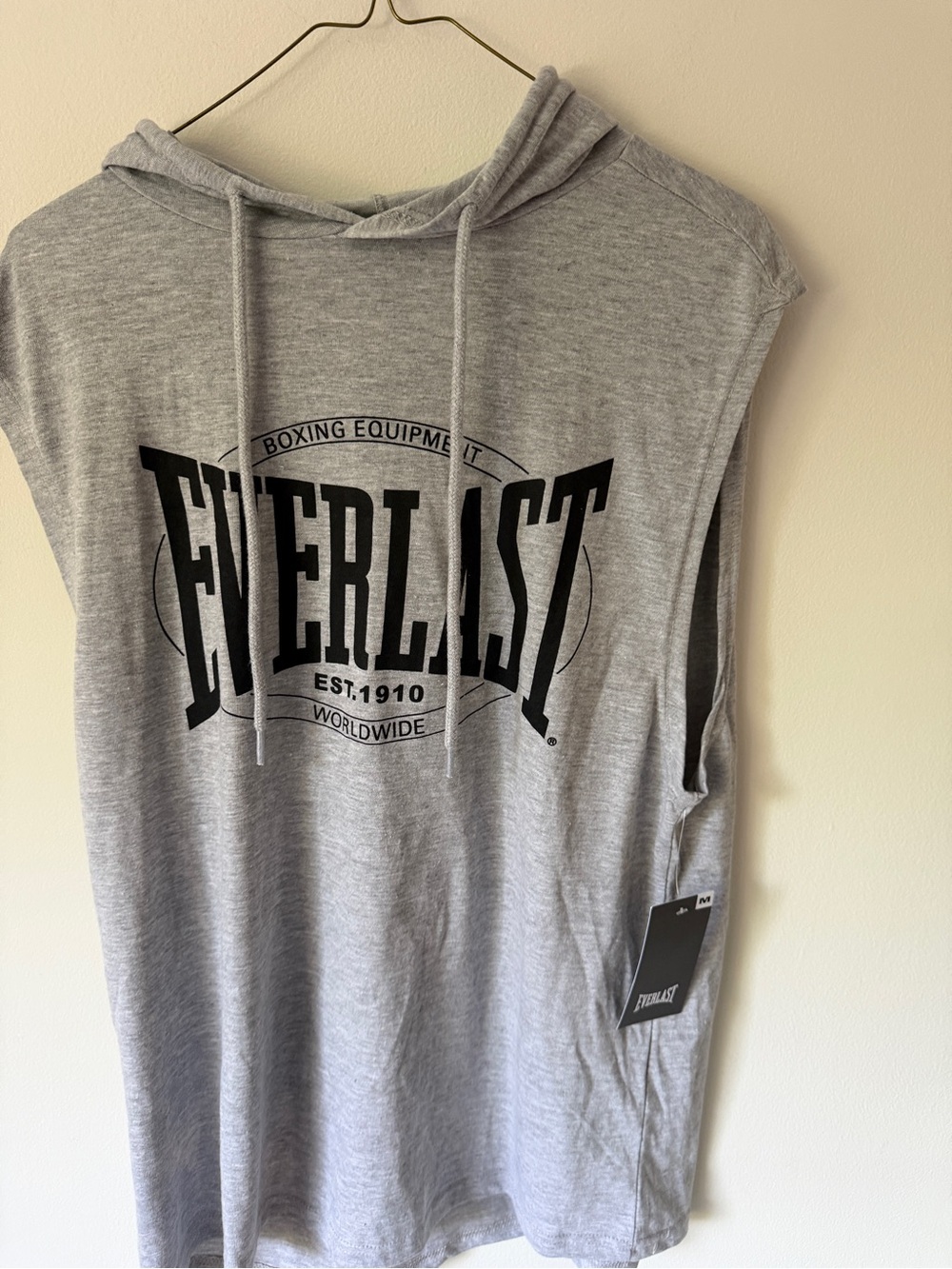 Everlast Light Gray Sleeveless Hoodie with Black Logo